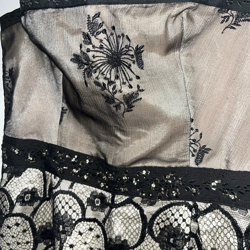 Alessandro Dell'Acqua Dress Black Ivory Lace Strapless Above Knee 44 Womens NWT - Picture 4 of 12